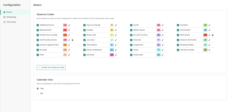 Time & Attendance Configuration Settings – Personelle