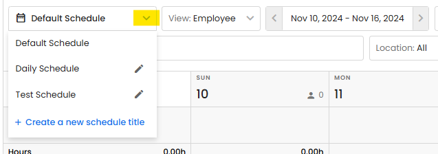 Schedule Titles / Creating Multiple Schedules – Personelle